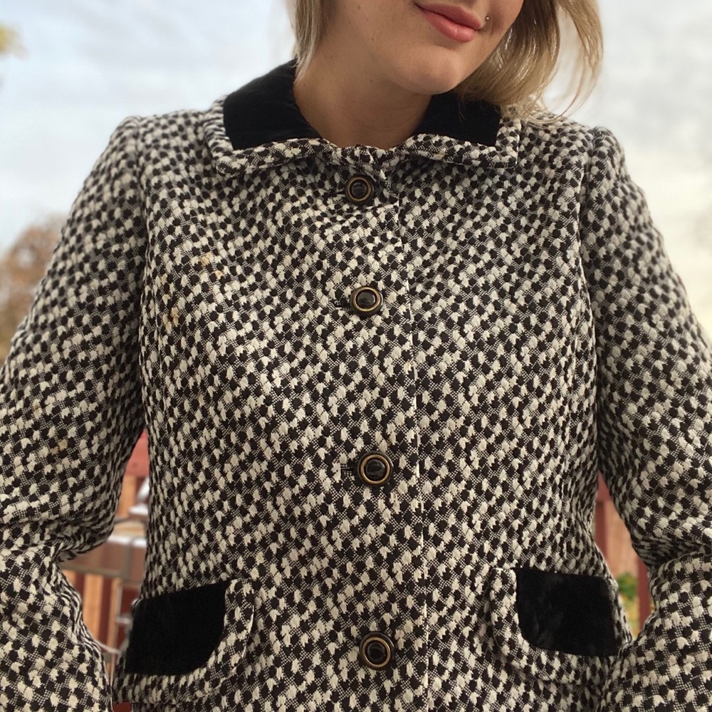 Vintage velvet and herringbone yellow lined locally made jacket unique & stylish